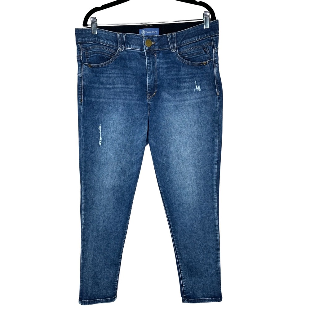 Democracy "Ab"solution" Blue Wash Distressed Skinny Jeans Women's‎ Size 16